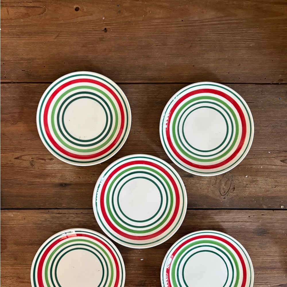 Striped Ceramic Dinner saucers Set of 5